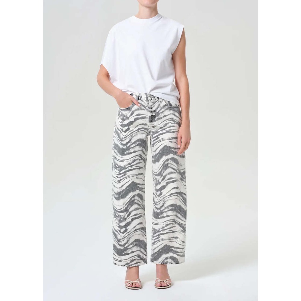 NWT Agolde Arc High Rise Curved Leg Jeans in Quiver Marbled Print | Size 24